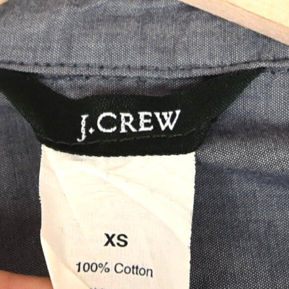 J.Crew Long Line Shirt Size XS Blue Chambray Pleated Front 100% Cotton - Picture 7 of 7